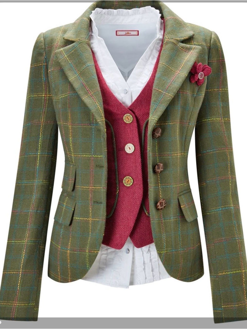 Joe Browns women's tweed heritage green check blazer Size 6